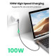 Дата кабеля USB-C to USB-C 2.0m 5A 100W US335 90-дюймовый Space Gray Ugreen (70698)