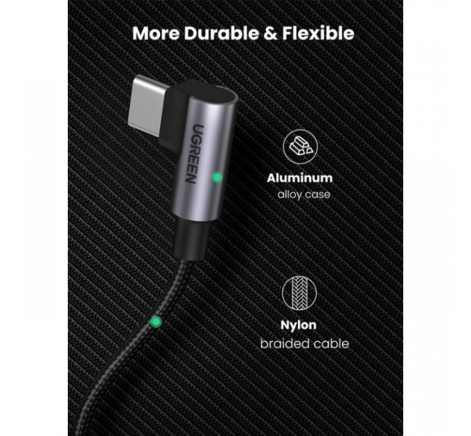 Дата кабеля USB-C to USB-C 2.0m 5A 100W US335 90-дюймовый Space Gray Ugreen (70698)