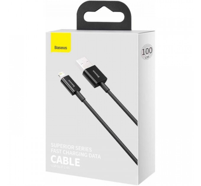 Дата кабель USB 2.0 AM to Lightning 1.0m 2.4A Superior Series Black Baseus (CALYS-A01)