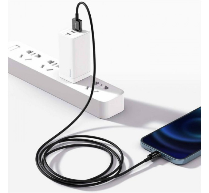 Дата кабель USB 2.0 AM to Lightning 1.0m 2.4A Superior Series Black Baseus (CALYS-A01)