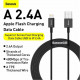 Дата кабель USB 2.0 AM to Lightning 1.0m 2.4A Superior Series Black Baseus (CALYS-A01)