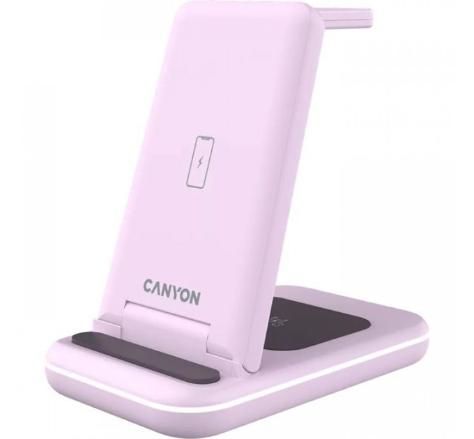 Зарядное устройство для Canyon WS-304 Foldable 3in1 Wireless charger Iced Pink (CNS-WCS304IP)