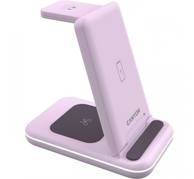Зарядное устройство для Canyon WS-304 Foldable 3in1 Wireless charger Iced Pink (CNS-WCS304IP)