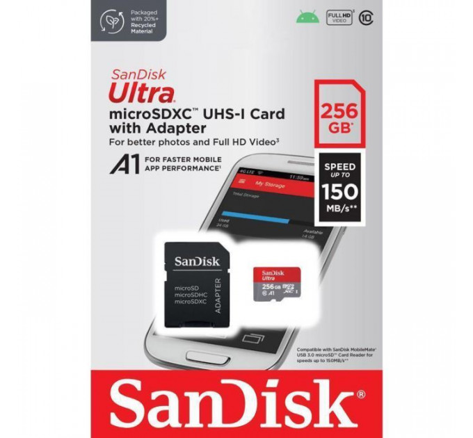 Карта пам/'яті SanDisk 256GB microSDXC class 10 UHS-I Ultra (SDSQUAC-256G-GN6MA)