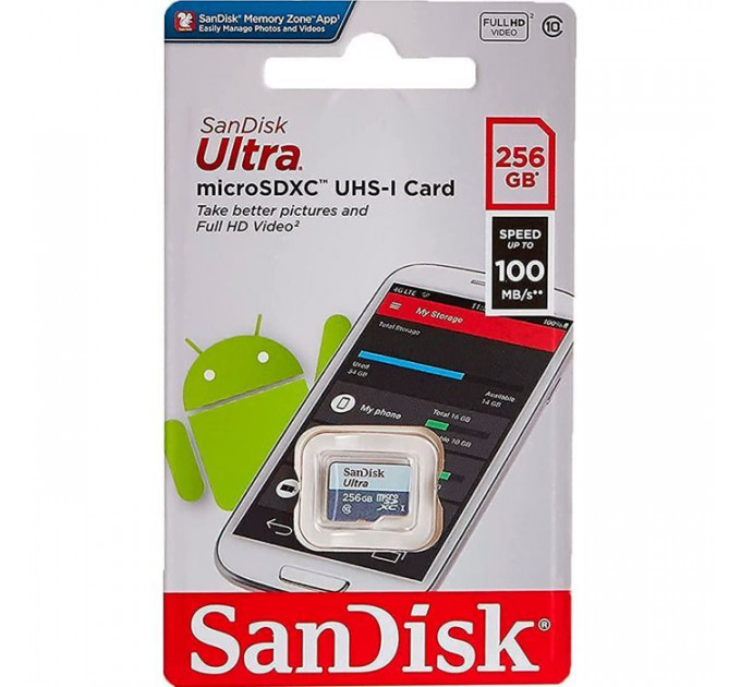 Карта пам/'яті SanDisk 256GB microSDXC class 10 UHS-I Ultra (SDSQUNR-256G-GN3MN)
