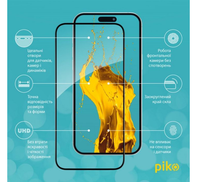 Скло захисне Piko Full Glue Apple iPhone 15 (1283126575273)
