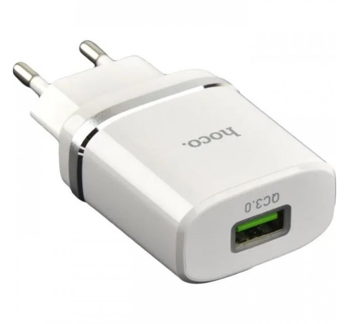 Зарядний пристрій HOCO C12Q Smart QC3.0 charger White (6931474716262)