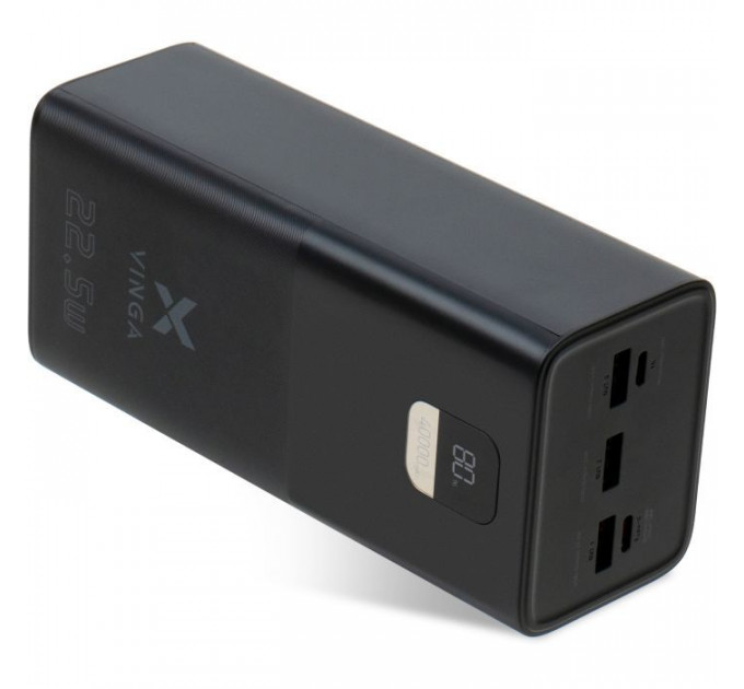 Батарея универсальная Vinga 40000 mAh 22.5W Display Black (VPBB4022)