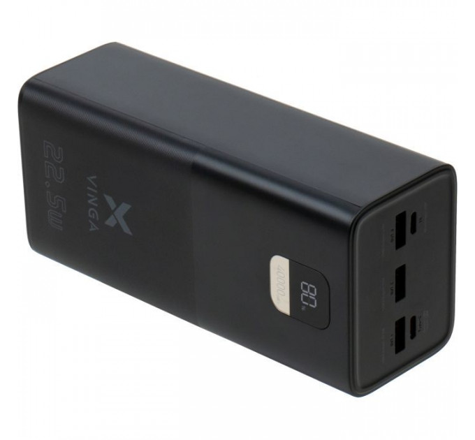 Батарея универсальная Vinga 40000 mAh 22.5W Display Black (VPBB4022)