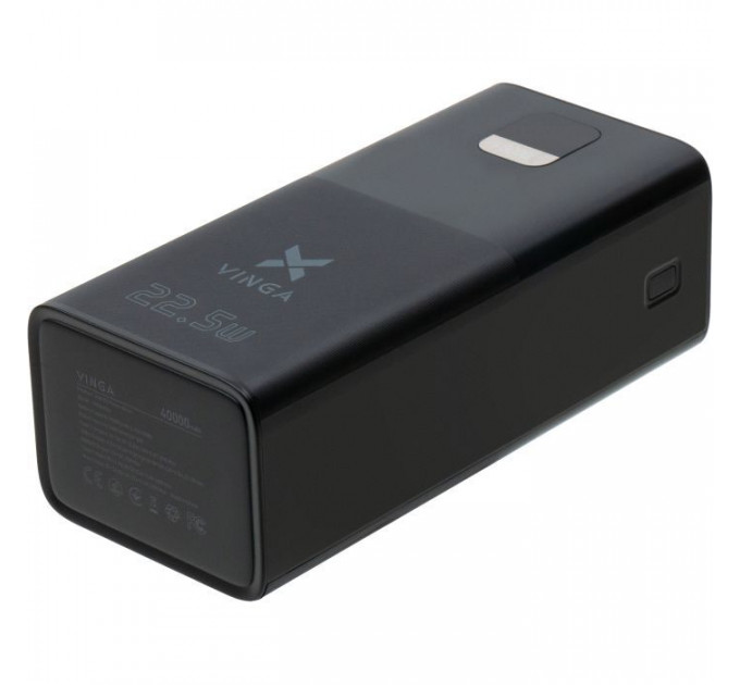 Батарея универсальная Vinga 40000 mAh 22.5W Display Black (VPBB4022)