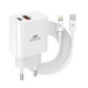 Зарядний пристрій RivaCase 2хUSB-А + Type-C PD 20W+QC3.0 кабель Type-C-Lighting white (PS4102 WD5 (White))