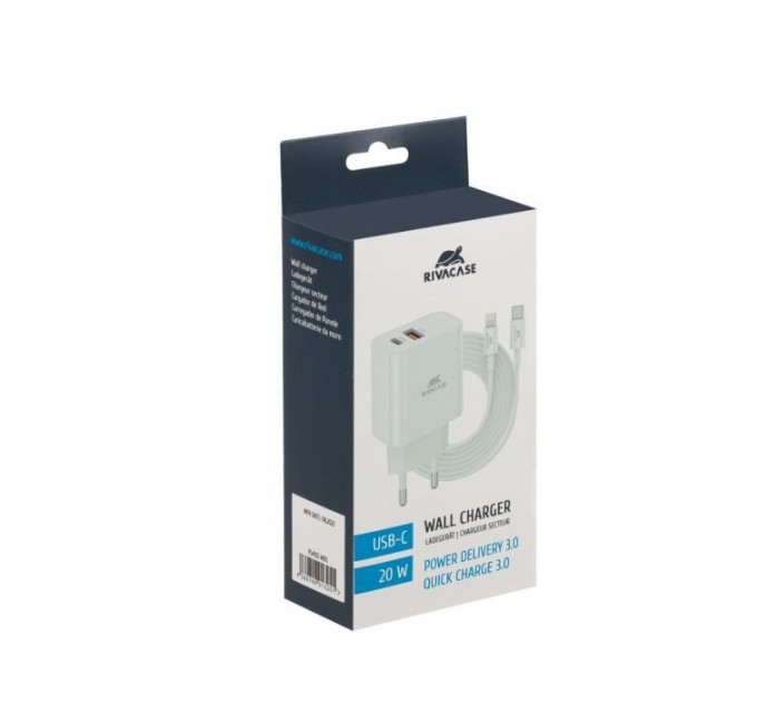 Зарядное устройство RivaCase 2хUSB-А + Type-C PD 20W+QC3.0 кабель Type-C-Lighting white (PS4102 WD5 (White))