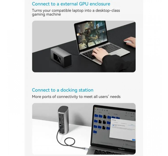 Дата кабель USB-C to USB-C 1.0m Thunderbolt 4 240W (50V\/5A) 8K60Hz Gray Aluminum Alloy VENTION (TAVHF)