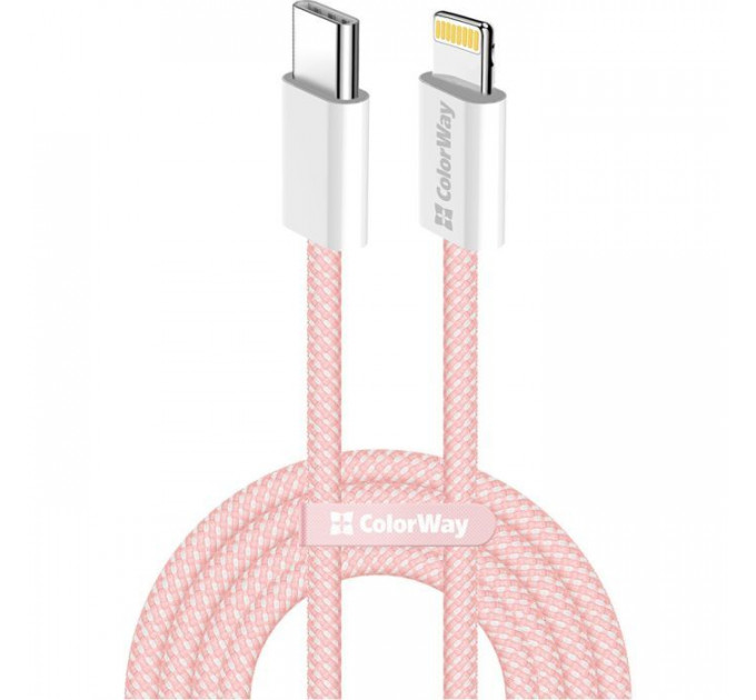 Дата кабель USB-C to Lightning 1.0m 27W pink ColorWay (CW-CBPDCL061-P)