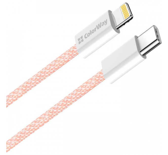 Дата кабель USB-C to Lightning 1.0m 27W pink ColorWay (CW-CBPDCL061-P)