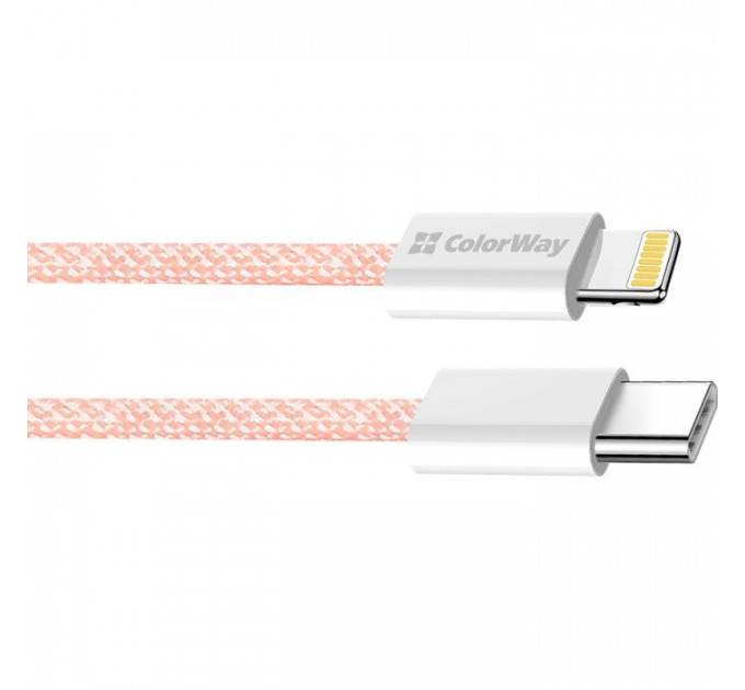 Дата кабель USB-C to Lightning 1.0m 27W pink ColorWay (CW-CBPDCL061-P)