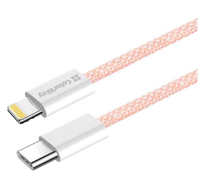 Дата кабель USB-C to Lightning 1.0m 27W pink ColorWay (CW-CBPDCL061-P)
