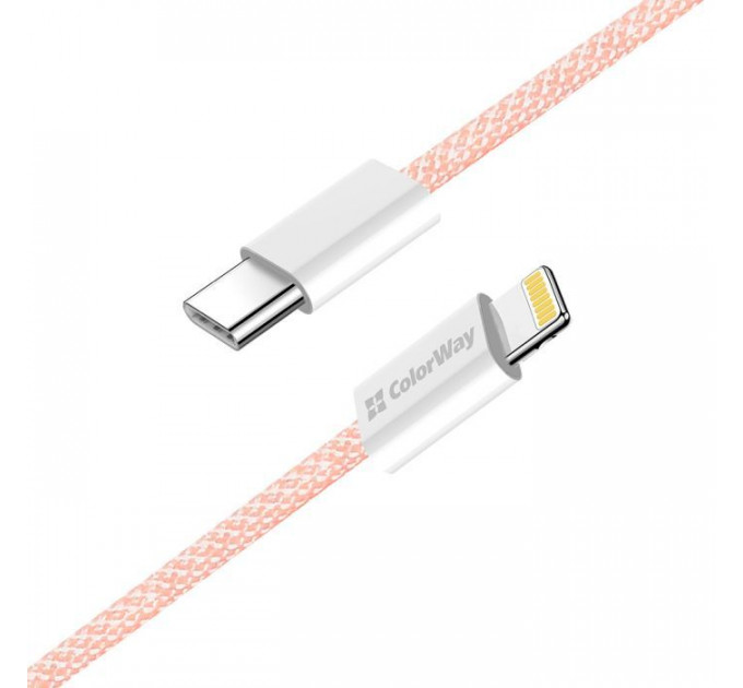 Дата кабель USB-C to Lightning 1.0m 27W pink ColorWay (CW-CBPDCL061-P)