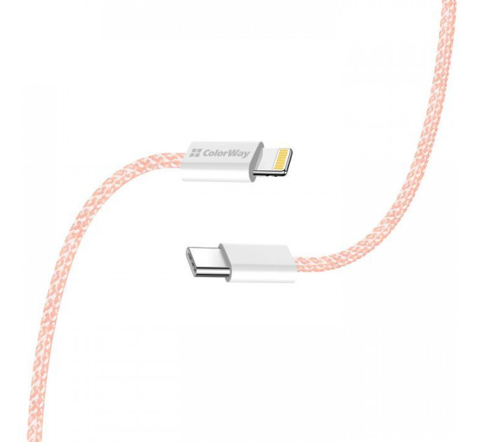 Дата кабель USB-C to Lightning 1.0m 27W pink ColorWay (CW-CBPDCL061-P)