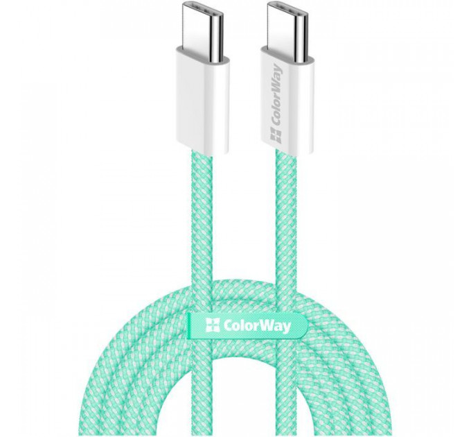 Дата кабель USB-C to USB-C 1.0m 60W 3.0А green ColorWay (CW-CBPDCC061-G)
