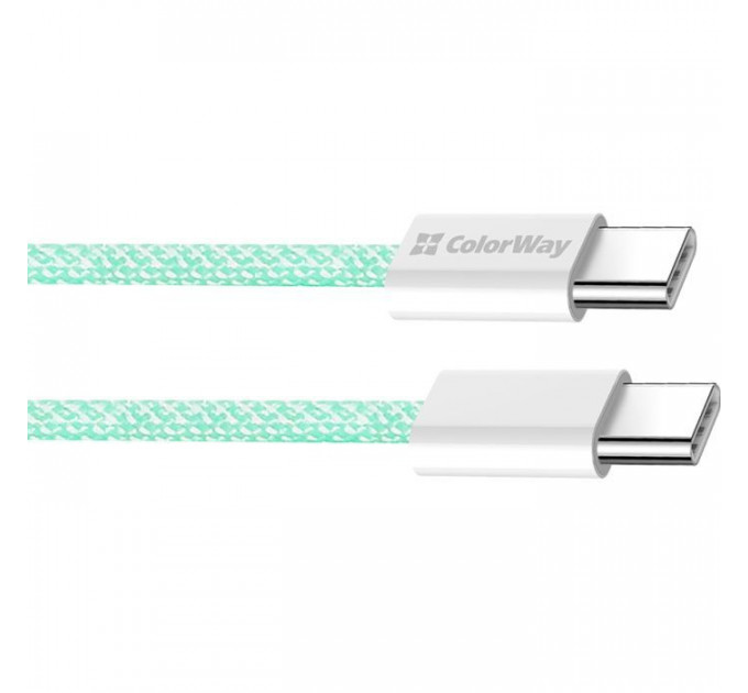 Дата кабель USB-C to USB-C 1.0m 60W 3.0А green ColorWay (CW-CBPDCC061-G)