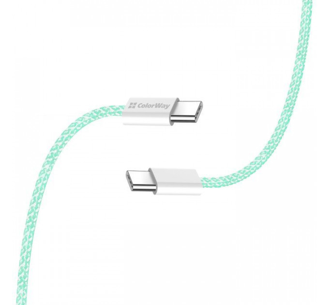 Дата кабель USB-C to USB-C 1.0m 60W 3.0А green ColorWay (CW-CBPDCC061-G)