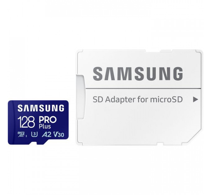 Карта памяти Samsung 128 GB microSDXC Pro Plus UHS-I U3 V30 A2 Class 10 + SD-adapter (MB-MD128SA\/EU) Карта памяти Samsung 128 GB microSDXC Pro Plus UHS-I U3 V30 A2 Class 10 + SD-adapter (MB-MD128SA\/EU)