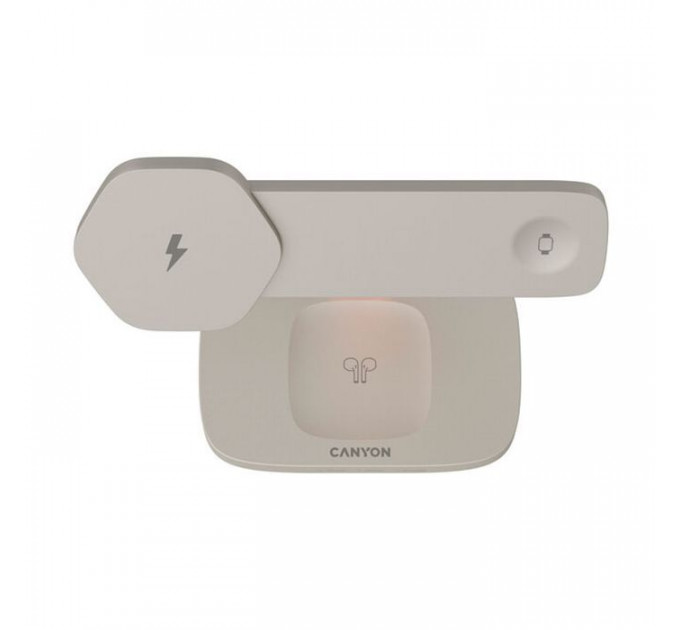Зарядний пристрій Canyon wireless charger HEXAGON WCS-310 3in1 LightGrey\/Orange (CNS-WCS310LGOR)