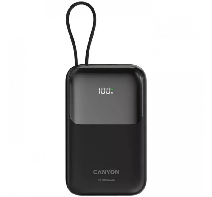 Батарея універсальна Canyon 10000mAh OnPower 101 PD\/22.5W built-in cable Black (CNS-CPB101BK)