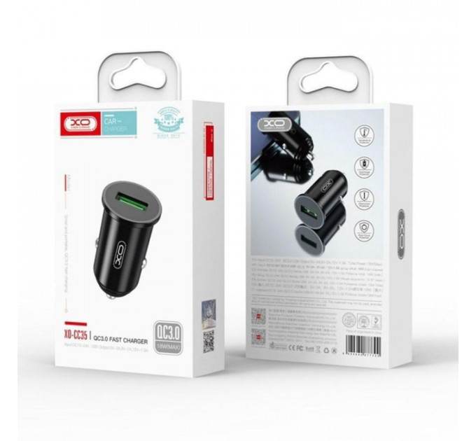 Зарядное устройство для XO QC 3.0 CC35 18W\/1USB Black (XO-CC35-BK)