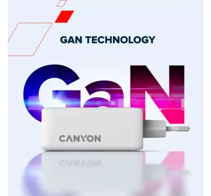 Зарядний пристрій Canyon CU100ACC GaN 100W 3xPD 1xQC EU White (CNS-CUW100ACC)