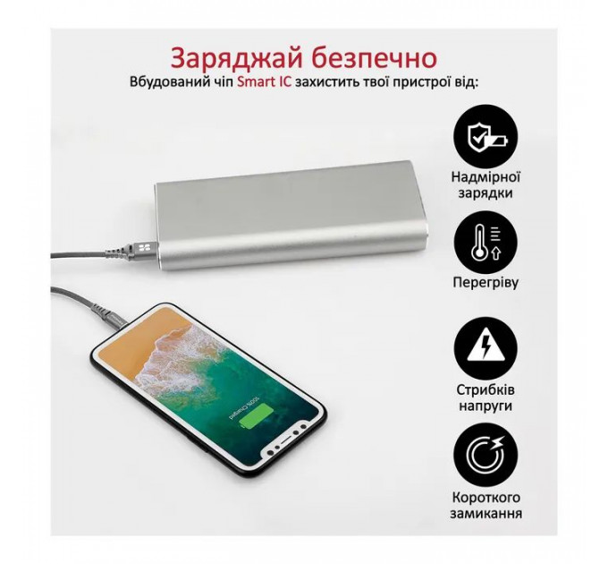 Дата кабеля USB 2.0 AM to Lightning 1.2m grey Promate (nervelink-i.grey)