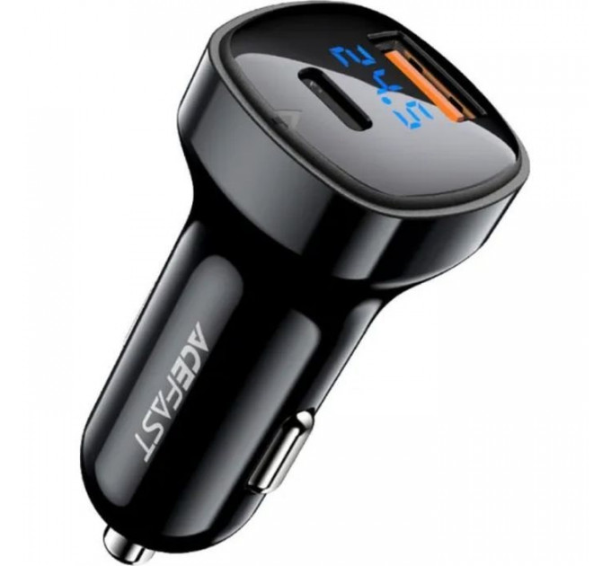 Зарядний пристрій Acefast 2xUSB 66W (USB-C + USB-A) B4 with digital display (6974316280392)