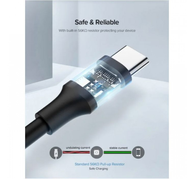 Дата кабель USB 2.0 AM to USB-C 0.5m 3.0A (18W) Nickel Plating US287 Black Ugreen (60115)