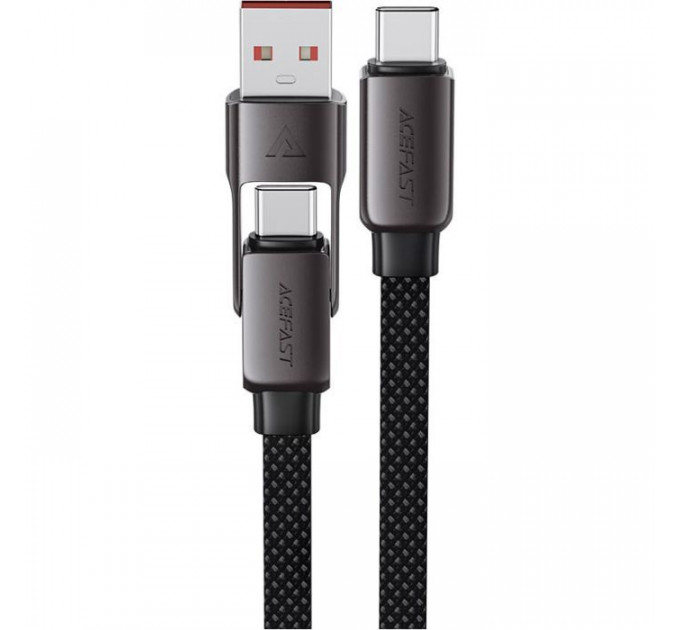Дата кабеля USB-C + USB-A to USB-C 1.2m 3.0A zink alloy C13-04 Black Acefast (6974316282334) Дата кабеля USB-C + USB-A to USB-C 1.2m 3.0A zink alloy C13-04 Black Acefast (6974316282334)