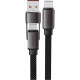 Дата кабель USB-C + USB-A to USB-C 1.2m 3.0A zink alloy C13-04 Black Acefast (6974316282334)
