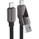 Дата кабеля USB-C + USB-A to USB-C 1.2m 3.0A zink alloy C13-04 Black Acefast (6974316282334)