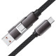Дата кабеля USB-C + USB-A to USB-C 1.2m 3.0A zink alloy C13-04 Black Acefast (6974316282334)