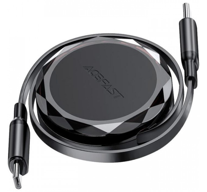 Дата кабель USB-C to USB-C 0.8m 60W dual retraction C13-03 Black Acefast (6974316280132)