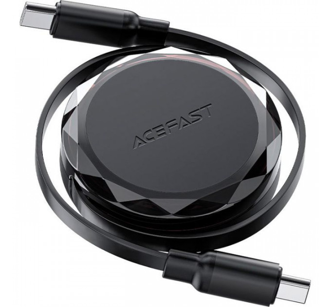 Дата кабель USB-C to USB-C 0.8m 60W dual retraction C13-03 Black Acefast (6974316280132)