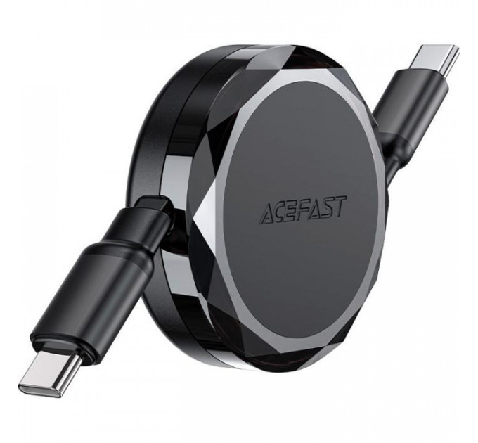 Дата кабель USB-C to USB-C 0.8m 60W dual retraction C13-03 Black Acefast (6974316280132)