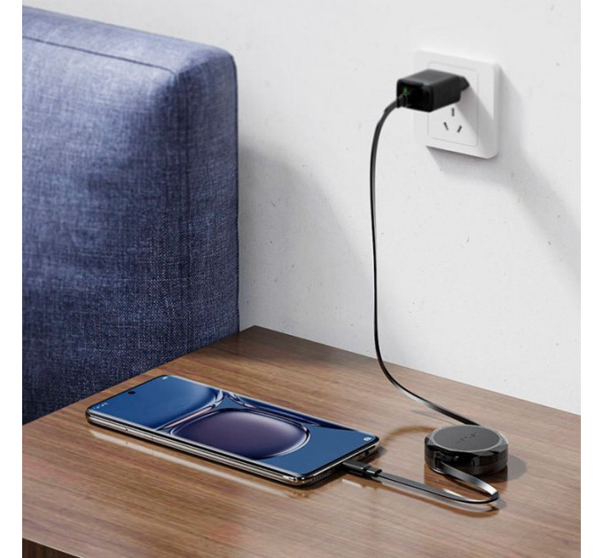 Дата кабель USB-C to USB-C 0.8m 60W dual retraction C13-03 Black Acefast (6974316280132)