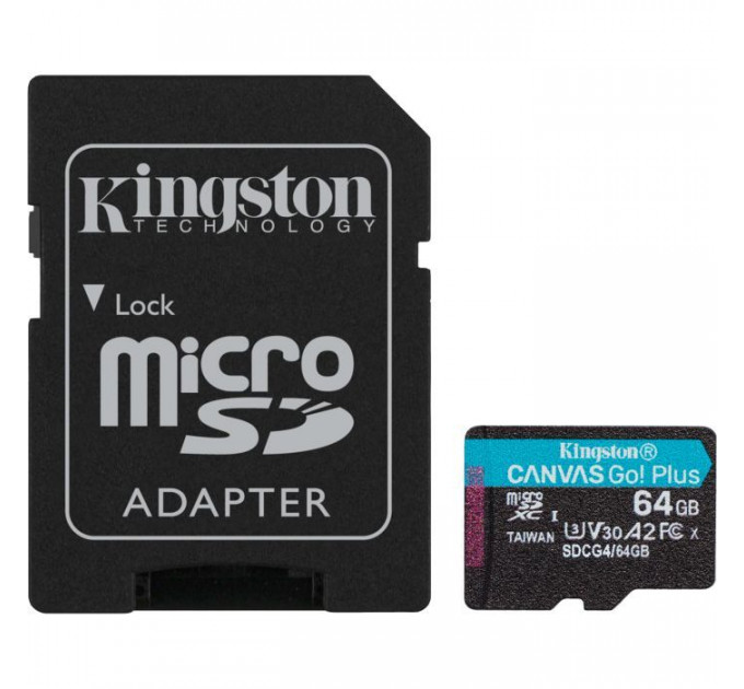 Карта памяти Kingston 64GB microSDXC сlass 10 UHS-I U3 V30 A2 Canvas Go Plus G4 (SDCG4\/64GB) Карта памяти Kingston 64GB microSDXC сlass 10 UHS-I U3 V30 A2 Canvas Go Plus G4 (SDCG4\/64GB)