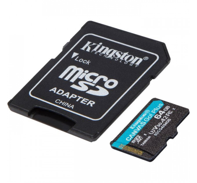 Карта памяти Kingston 64GB microSDXC сlass 10 UHS-I U3 V30 A2 Canvas Go Plus G4 (SDCG4\/64GB)