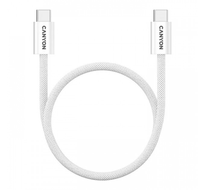 Дата кабель USB-C to USB-C 1.0m 60W Magnet Braided White Canyon (CND-CCMG60AB15W)