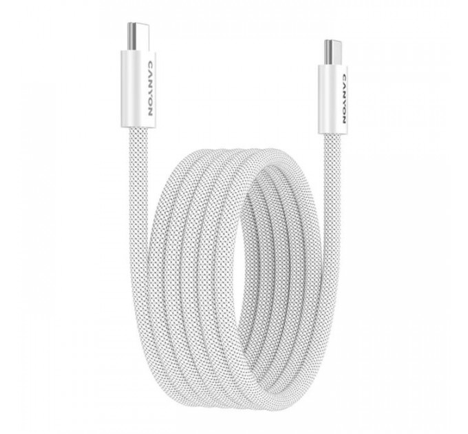 Дата кабель USB-C to USB-C 1.0m 60W Magnet Braided White Canyon (CND-CCMG60AB15W)