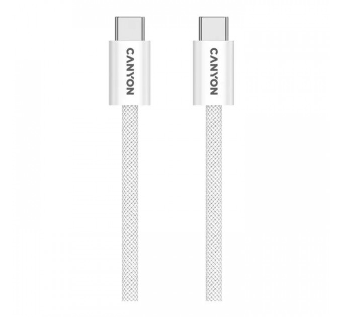 Дата кабель USB-C to USB-C 1.0m 60W Magnet Braided White Canyon (CND-CCMG60AB15W)