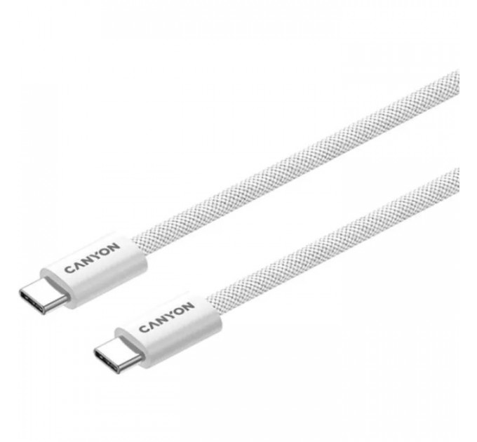 Дата кабель USB-C to USB-C 1.0m 60W Magnet Braided White Canyon (CND-CCMG60AB15W)