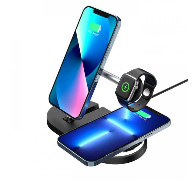 Зарядний пристрій Armorstandart Wireless Charging H102 3 in 1 Magnetic Black (ARM78103)