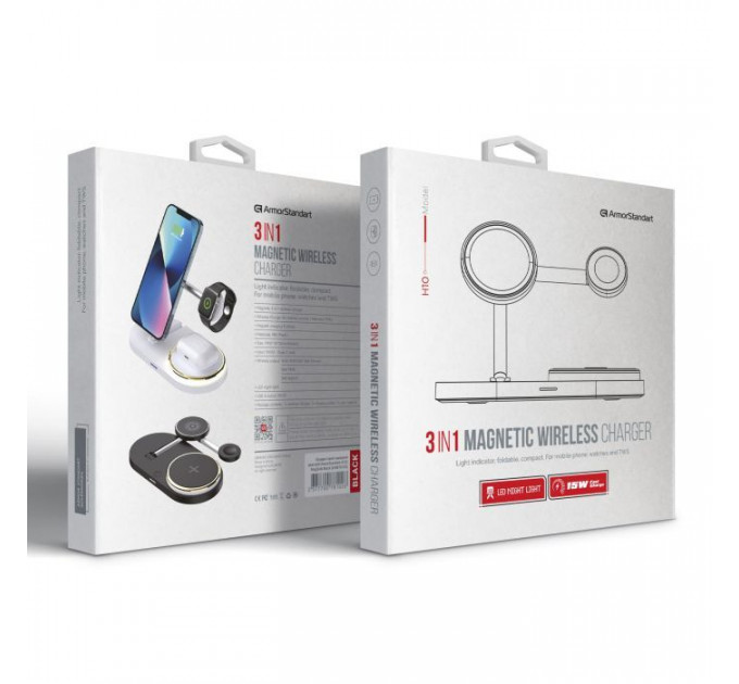 Зарядний пристрій Armorstandart Wireless Charging H102 3 in 1 Magnetic Black (ARM78103)